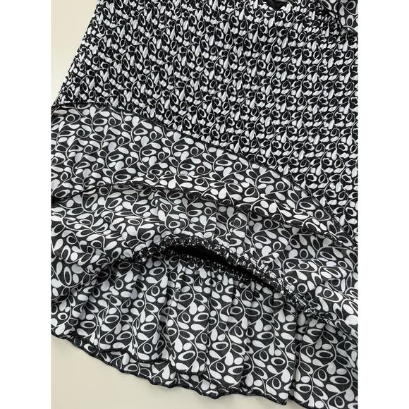 Vintage Y2K Babydoll Crinkle Top Women’s S Black White Ruffle Geometric Stretch - Picture 10 of 12